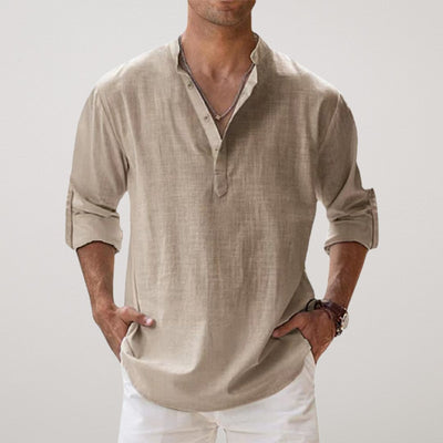 Savrani™ - Camicia Henley in cotone effetto lino