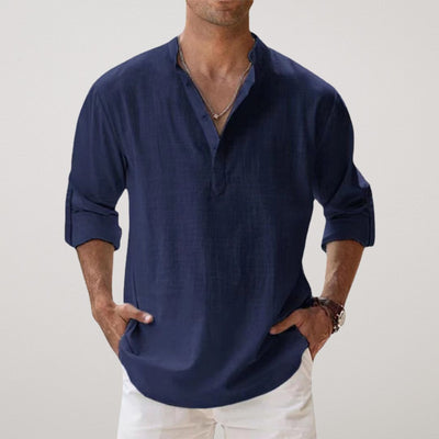 Savrani™ - Camicia Henley in cotone effetto lino