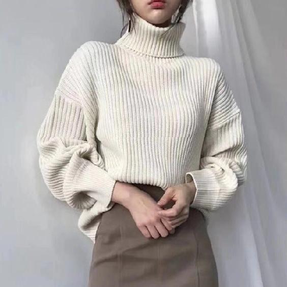 Valestra™ | Pullover di lusso con colletto alto e maniche a palloncino