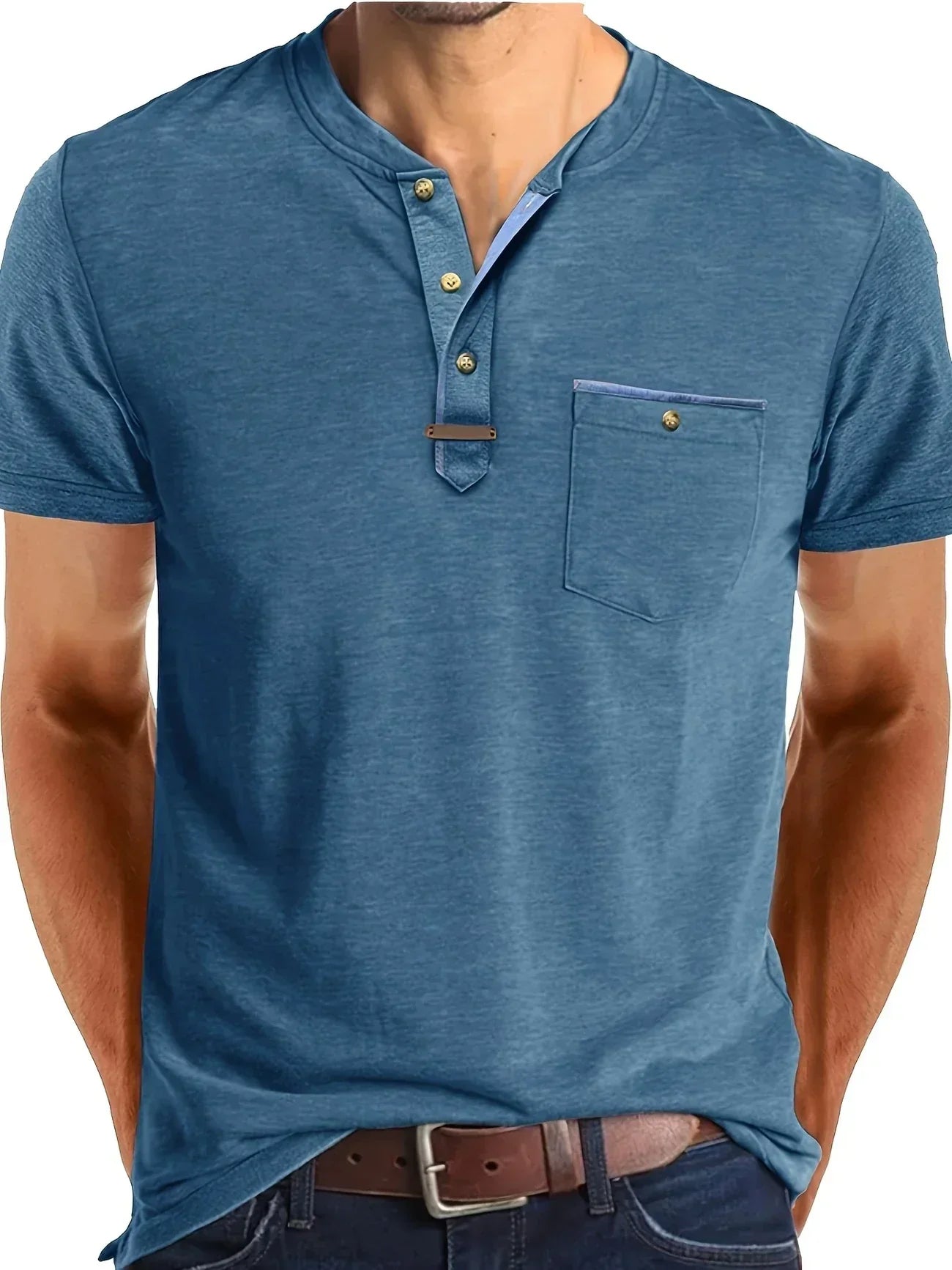 Valestra™ | T-shirt elegante con colletto rotondo e tasca